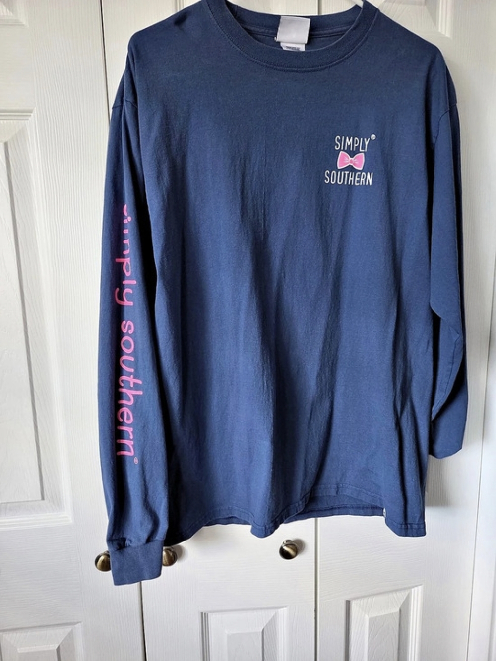 Simply Southern I Wish My Dog Could Text Me Long Sleeve T-Shirt Tee Blue Large